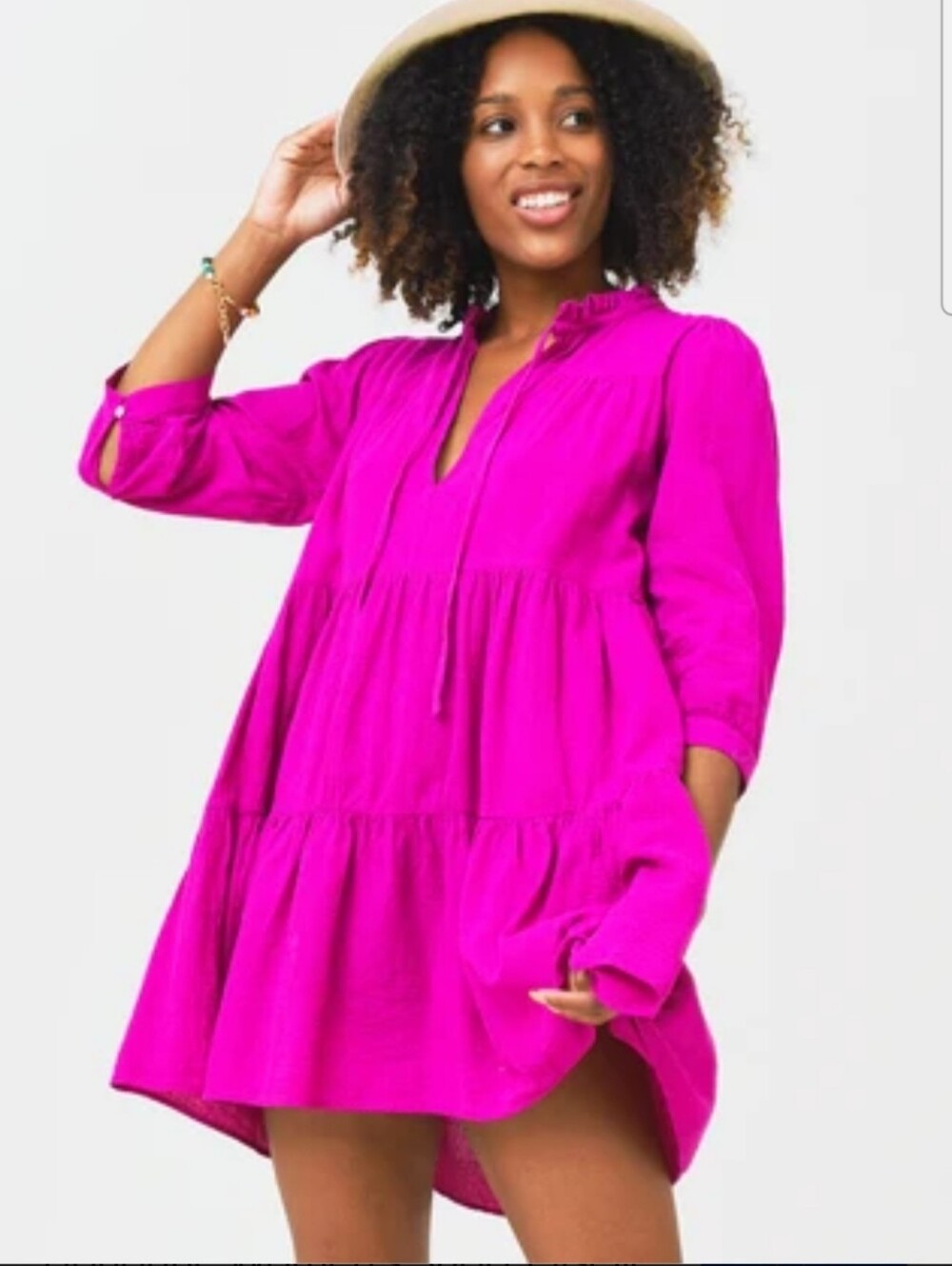 Honorine Fuschia Cotton Gauze Summer Dress Size XS